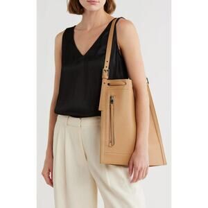 AllSaints Alpha Convertible Leather Backpack in Tan Brown